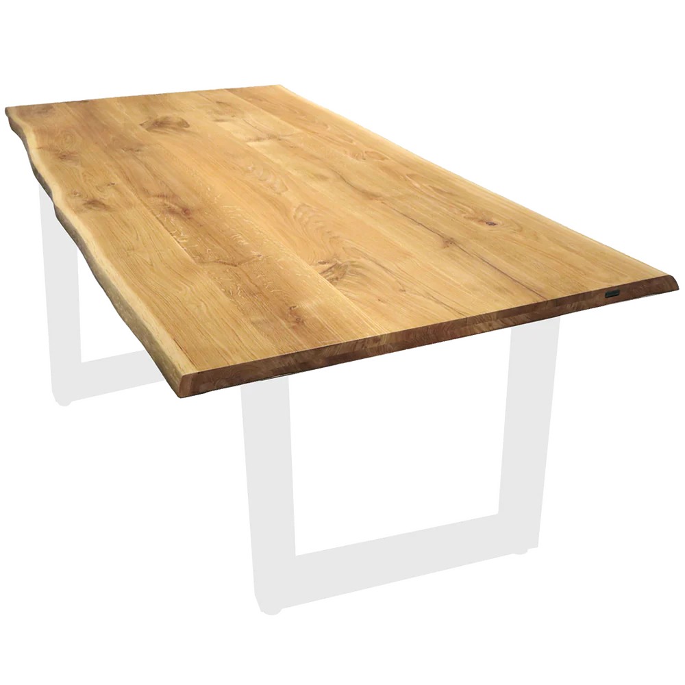 Eikenhouten tafel met boomstamrand 180x100 cm, opgedikt massief houten blad van eikenhout