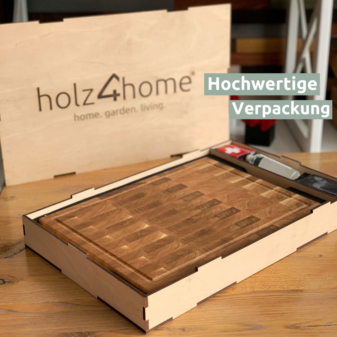 Snijplankenset eiken in hoogwaardige houten doos van holz4home met klapdeksel