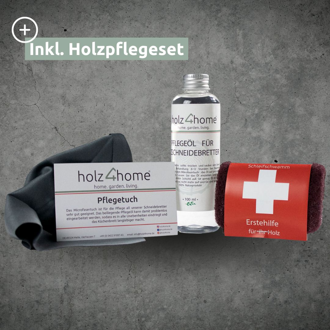 Meegeleverde houtverzorgingsset: verzorgingsdoek, verzorgingsolie en schuurspons
