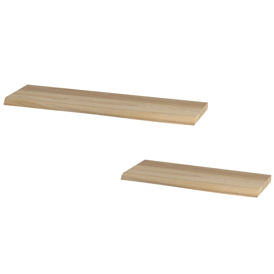 Wandrekkenset van massief eikenhout met boomstamrand, 70 cm en 40 cm, in licht natuurhout