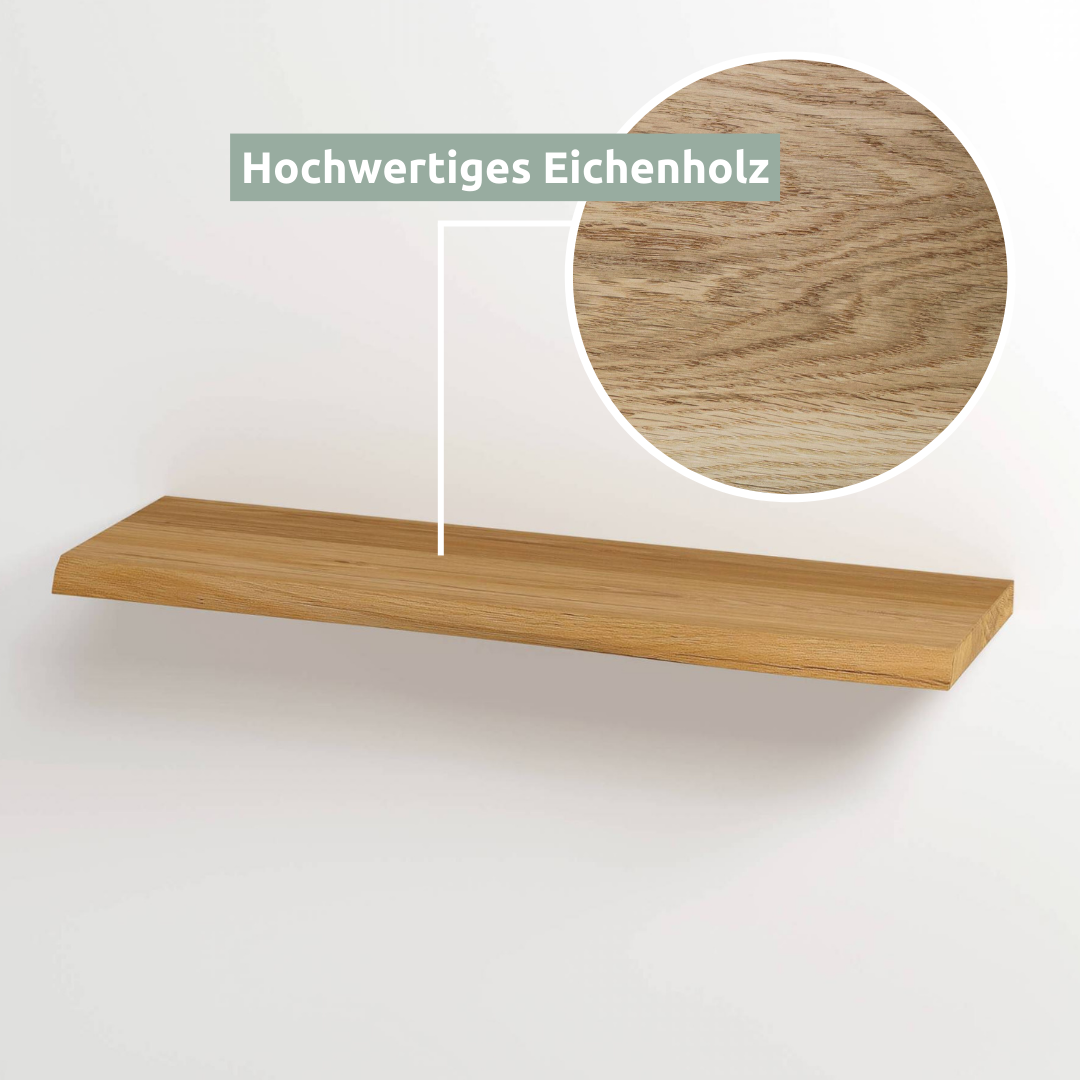 Grafiek hoogwaardig eikenhout: licht wandrek met boomstamrand en vergrote weergave van de nerf