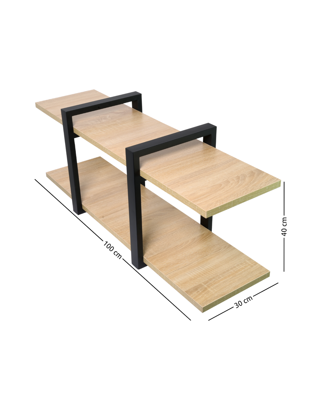 Maattekening van het wandrek van Sonoma eiken, 100 cm breed, 30 cm diep en 40 cm hoog