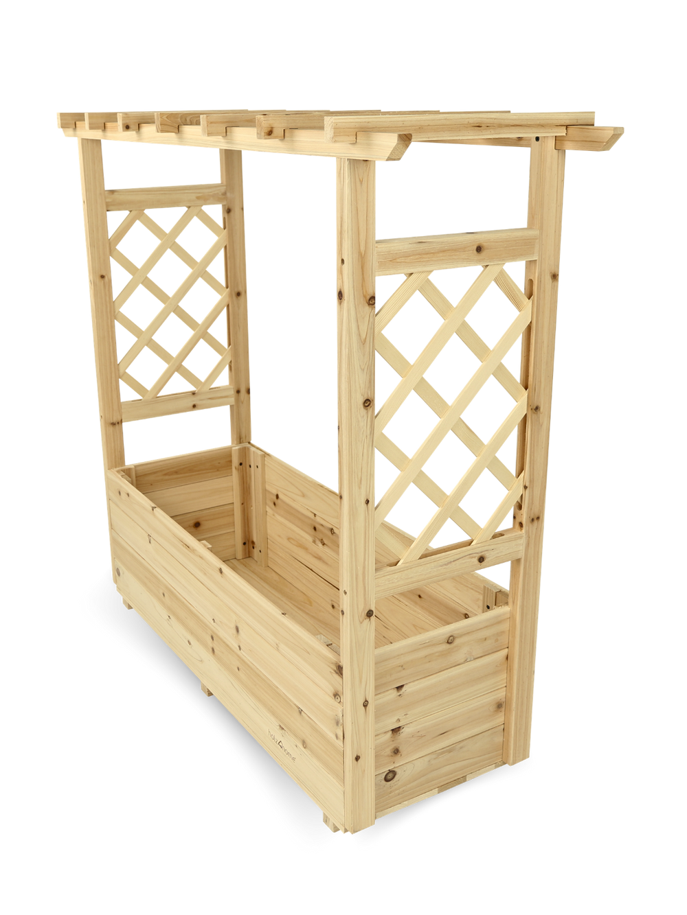 Plantenbak met pergoladak en klimrek van vurenhout, vrijstaand