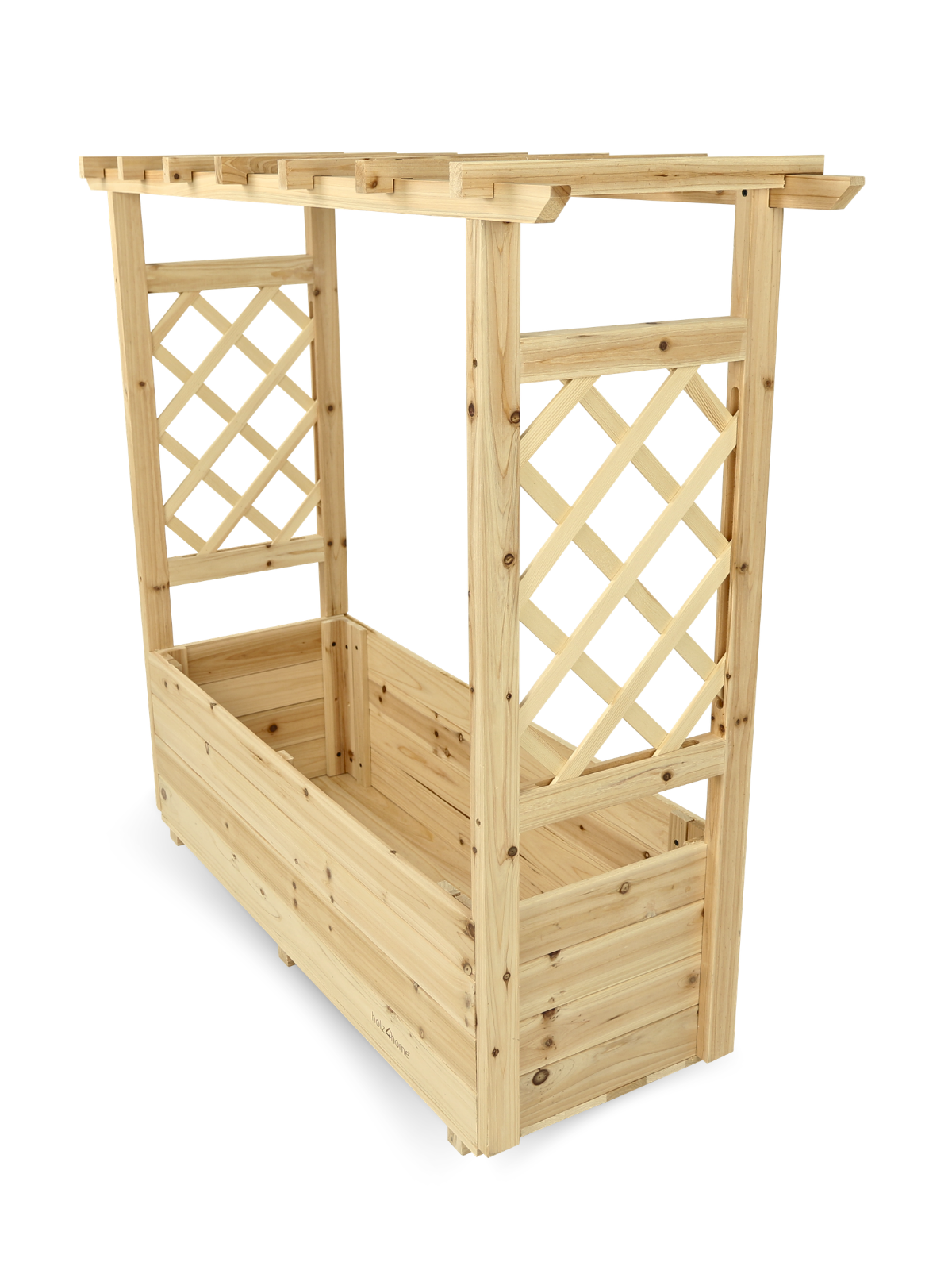 Plantenbak met pergoladak en klimrek van vurenhout, vrijstaand