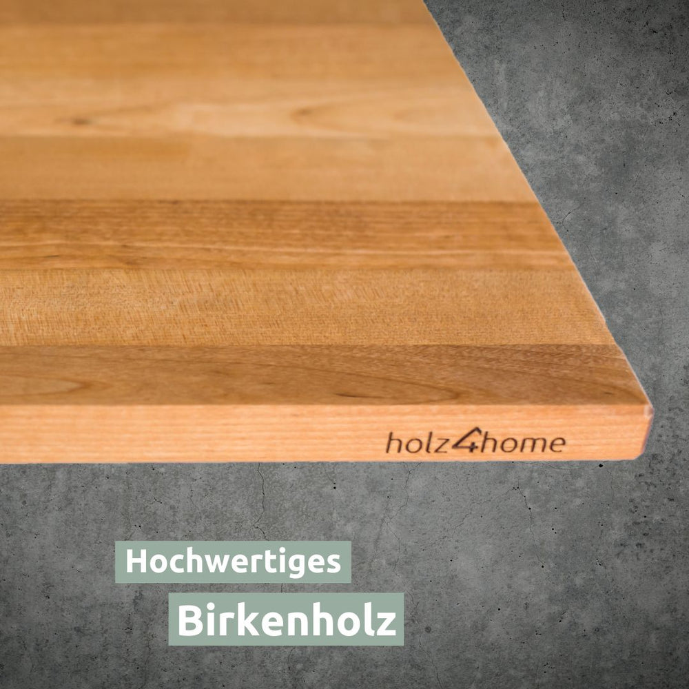 Close-up van de rand en nerf van het hoogwaardige berkenhout aan de snijplank van holz4home