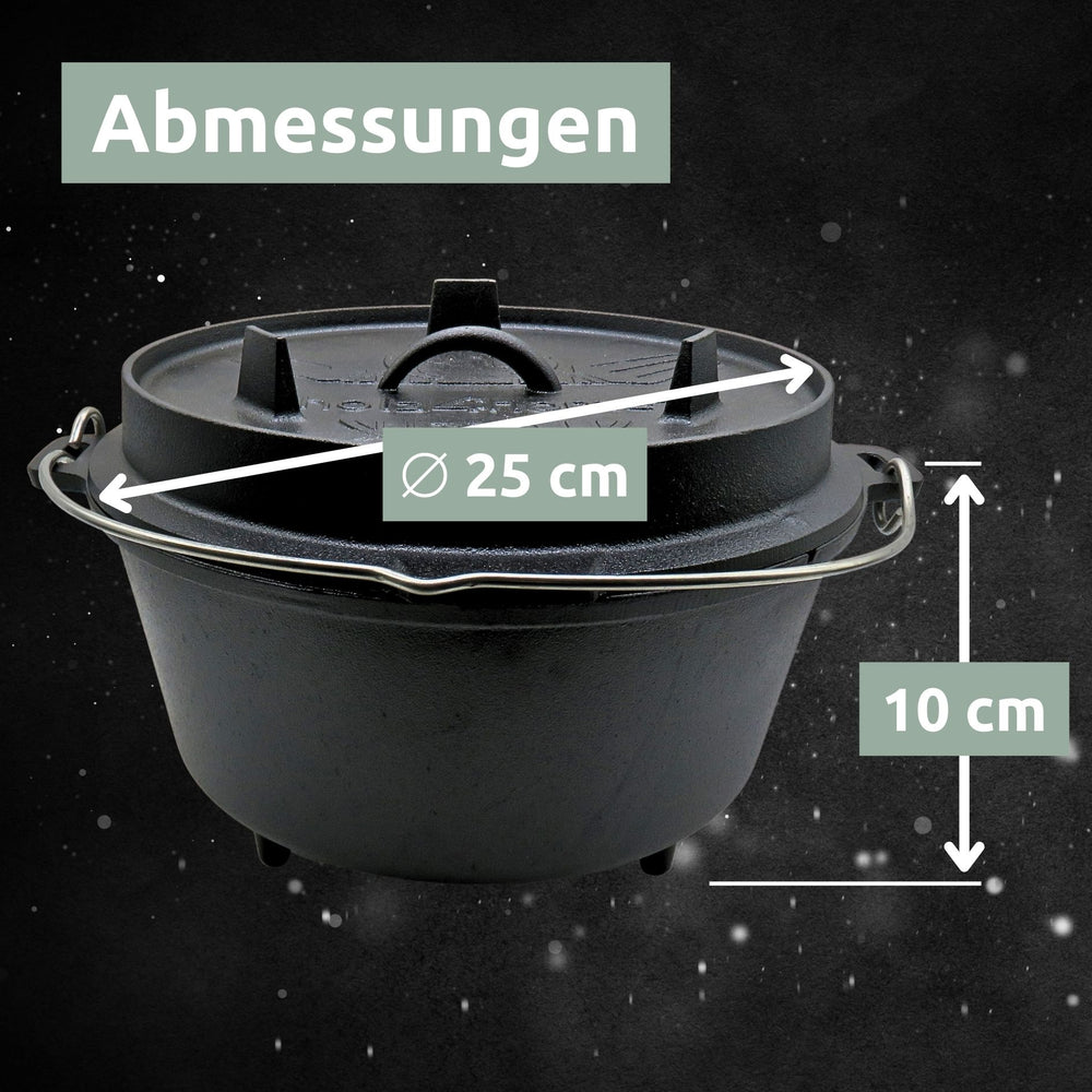 Maattekening Dutch Oven, diameter 25 cm en 10 cm hoogte