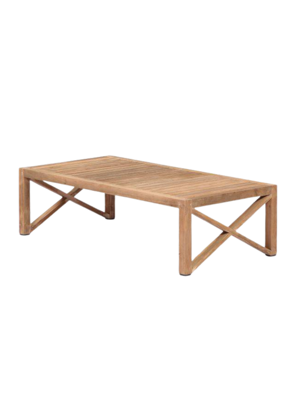 Salontafel uit de serie Pollie van massief hout met lattenblad, schuin aanzicht