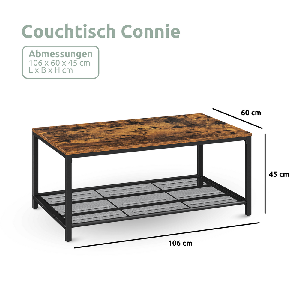 Maattekening salontafel Connie, 106 x 60 x 45 cm (L x B x H)