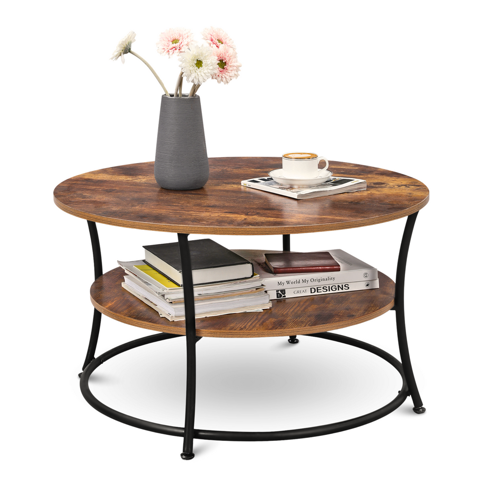 Salontafel Lillie vrijstaand met bloemenvaas en boeken op het onderste schap