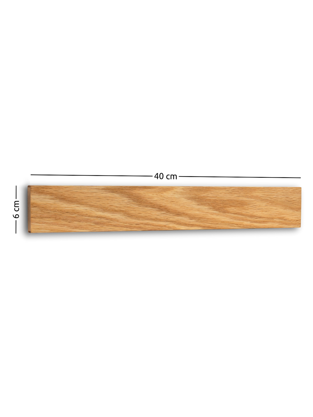 Maattekening messenstrip eiken, 40 cm breed en 6 cm hoog