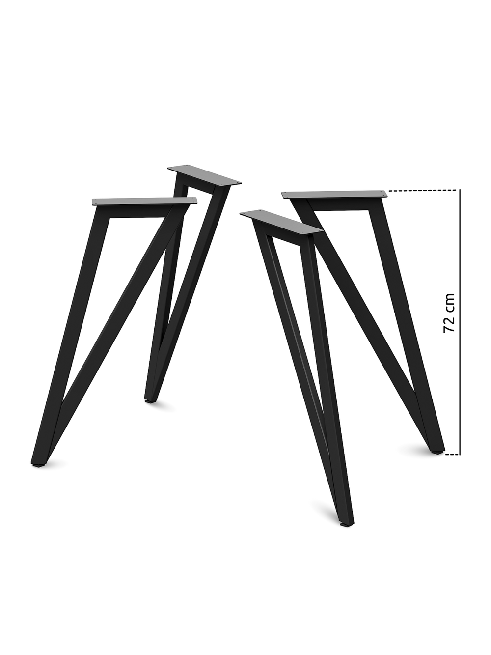 Maattekening driehoek tafelonderstel zwart, 72 cm hoogte, set van 4 poten