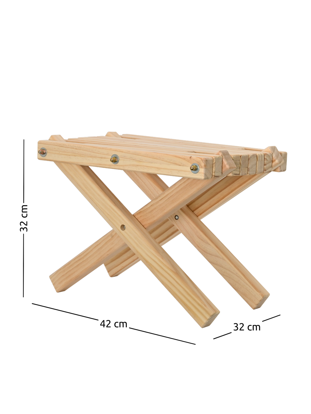 Maattekening bijzettafel grenen, 42 cm breed, 32 cm diep, 32 cm hoog