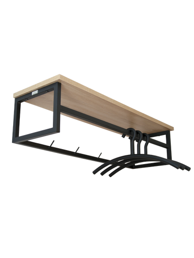 Wandkapstok Sonoma eiken - incl. 3 kleerhangers van metaal - zwart