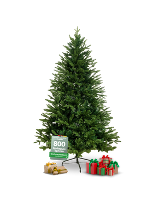 Kunstkerstboom in groen met 800 spuitgietpunten en zwarte metalen voet, 180 cm hoog