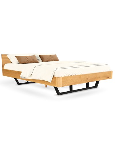 Massief houten bed met metalen poten 180x200cm