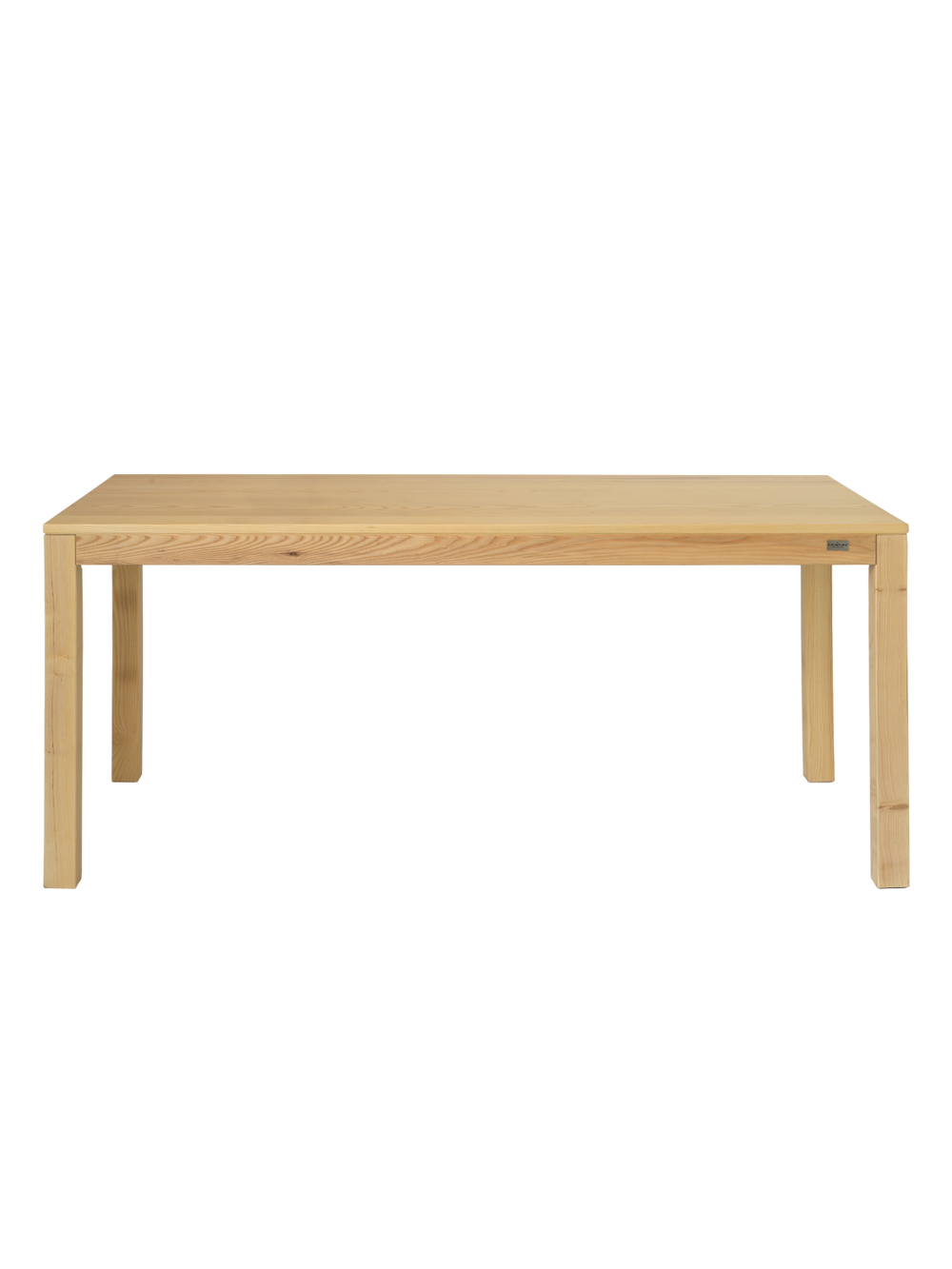 Eetkamertafel van essenhout, 180 x 90 cm, vooraanzicht met recht blad en stevige poten