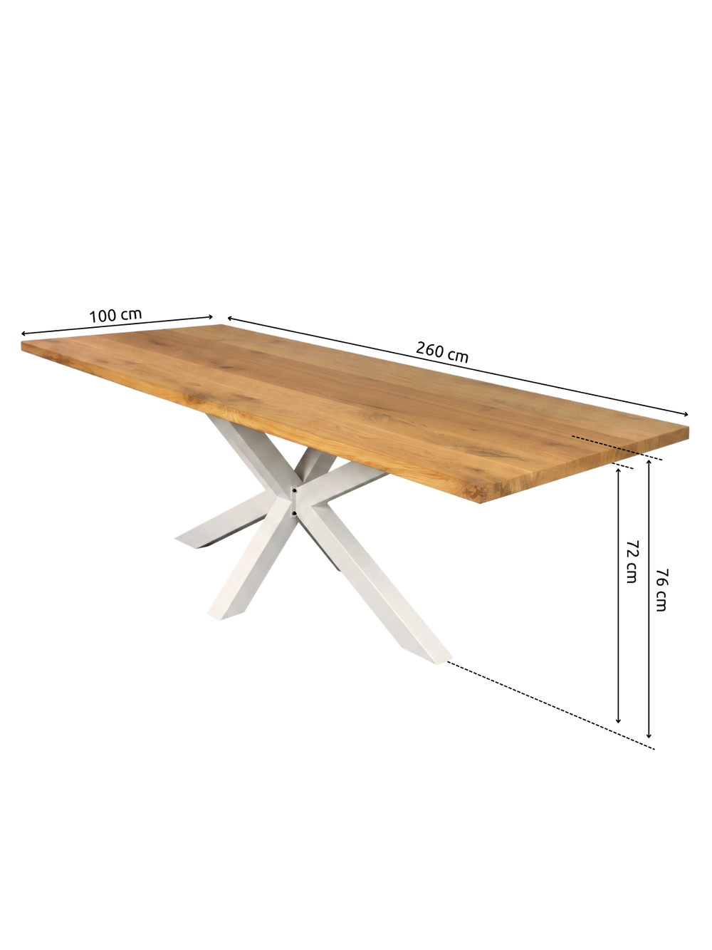 Massivholztisch mit Baumkante 260x100cm