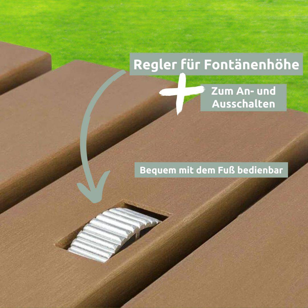 Regelaar voor de fonteinhoogte van de hoekige WPC-tuindouche, comfortabel met de voet te bedienen