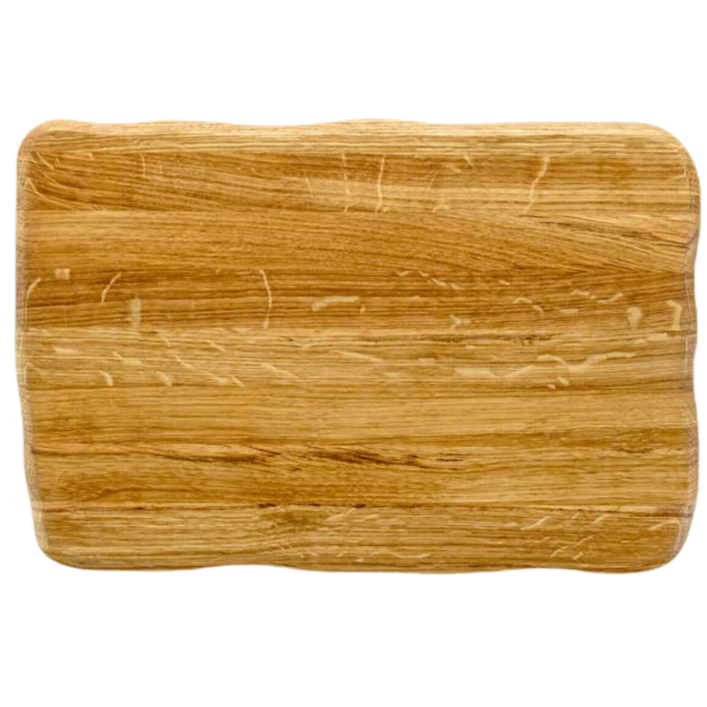 La Madera snijplank Basic van licht eikenhout, bovenaanzicht met golvende boomstamrand