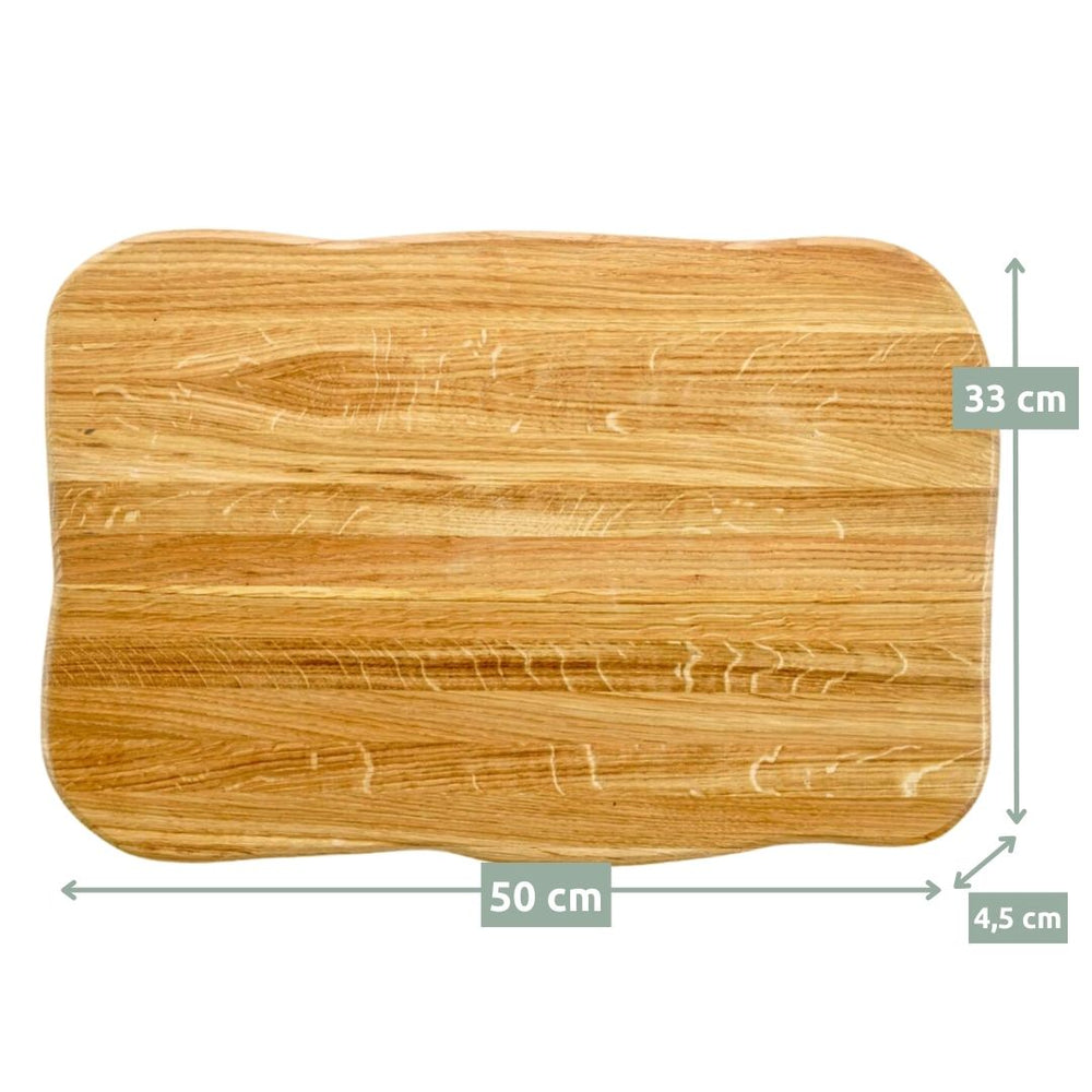 Maattekening lichte eikenhouten snijplank Premium, 50 x 33 x 4,5 cm