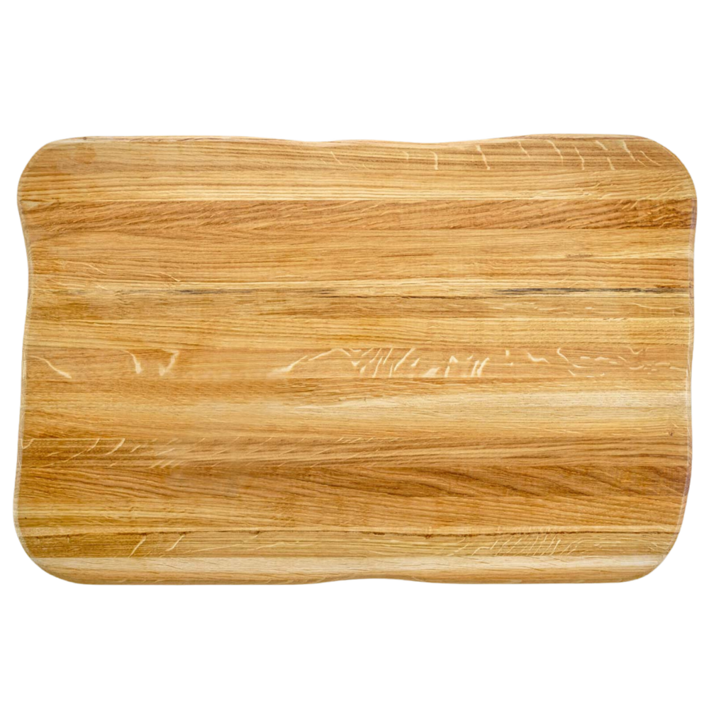 La Madera steakplank Master van licht eikenhout, bovenaanzicht op natuurlijke nerf met boomstamrand