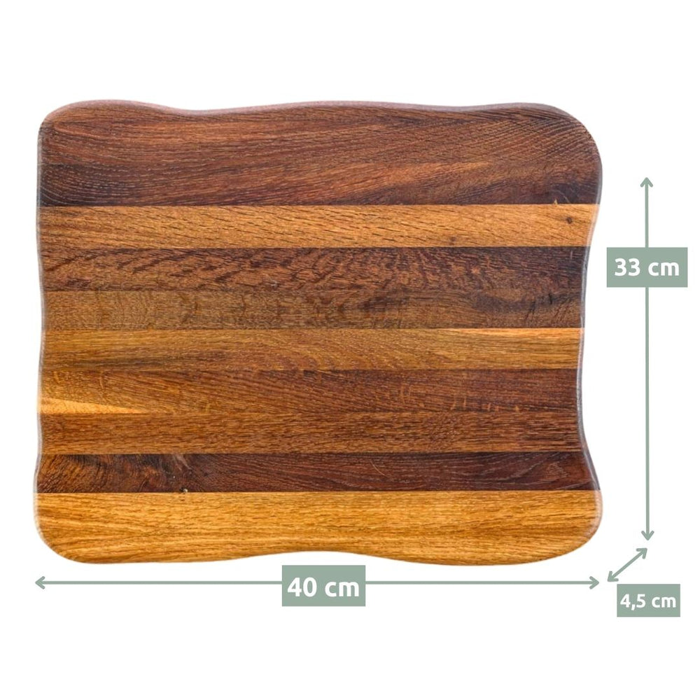 Maattekening La Madera snijplank Top van eikenhout, 40 cm breed, 33 cm diep, 4,5 cm dik