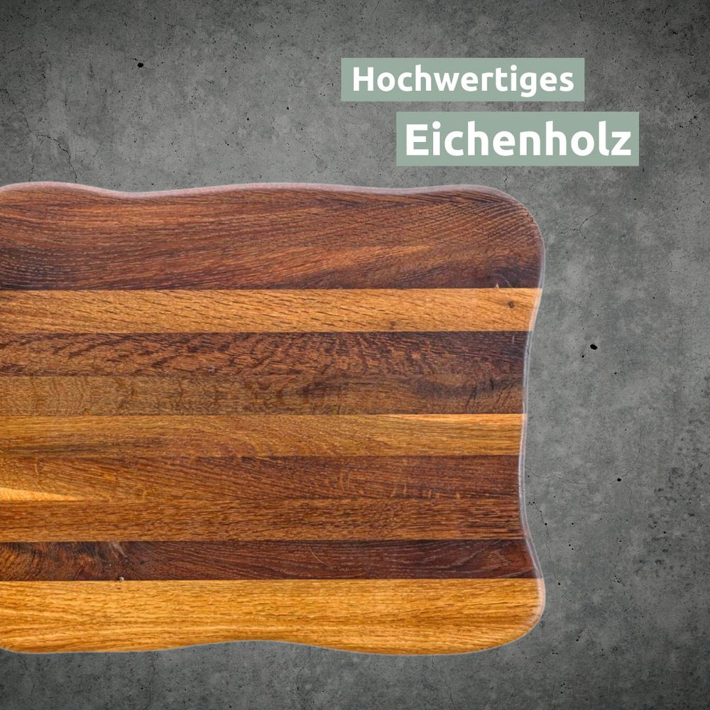 Close-up van de hoogwaardige eikenhoutnerf op de donkere La Madera snijplank Top