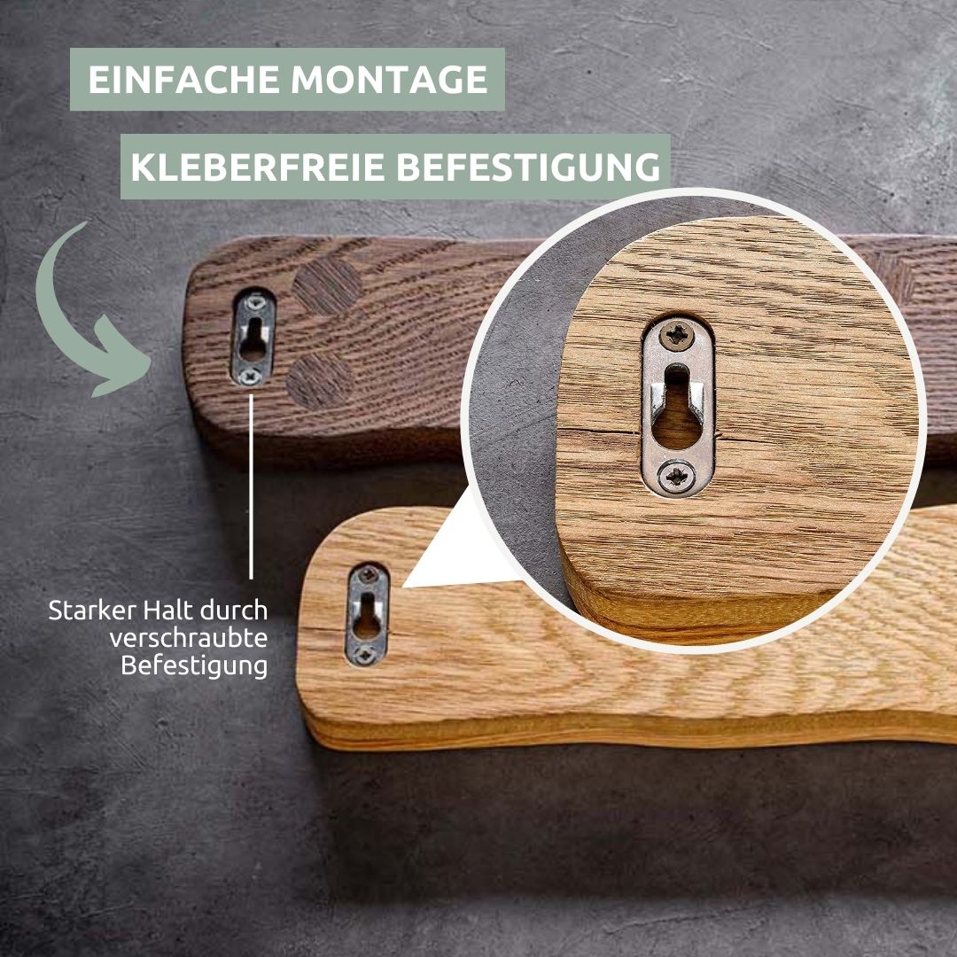 Achterzijde messenstrip La Madera met sleutelgatophanging voor de wandmontage