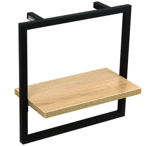 Wandrek met zwart metalen frame en MDF-plank in Sonoma, vooraanzicht